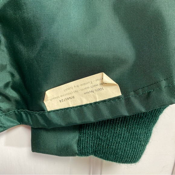 K brand Vintage Jacket Green Large DEKALB Patch Full Zip 70's 80's Nylon Farmer - Picture 12 of 16